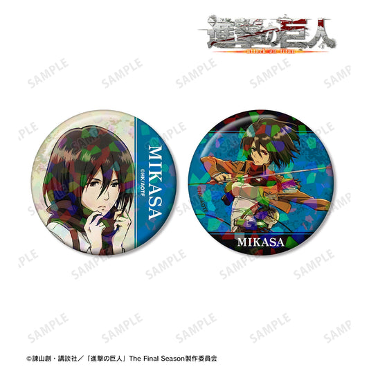 Attack on Titan_Hologram Can Badge 2-Piece Set - Mikasa